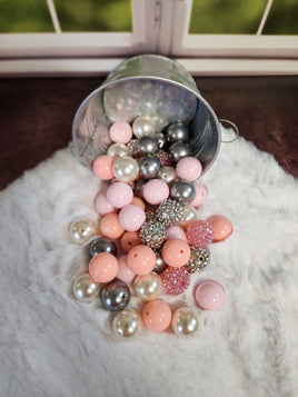 Frosty Pink 20mm Bubblegum Bead Mix