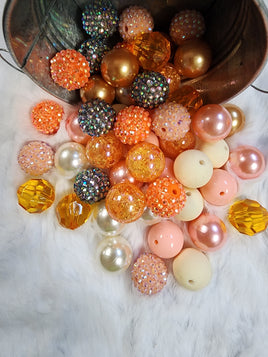 Peach Coral 20mm Bubblegum Bead Mix