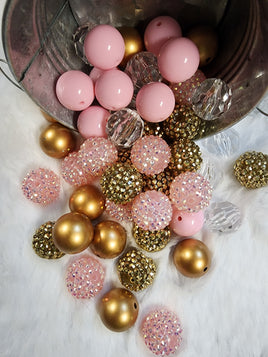 Pink Champagne 20mm Bubblegum Bead Mix