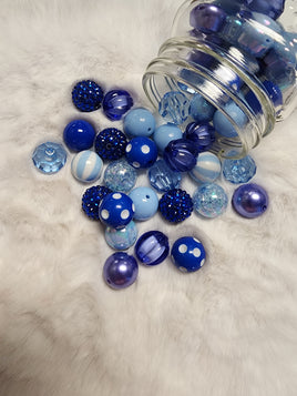 Blue 20mm Bubblegum Bead Mix