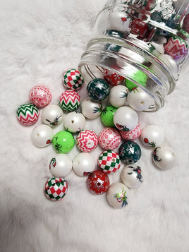 Christmas 20mm Bubblegum Bead Mix