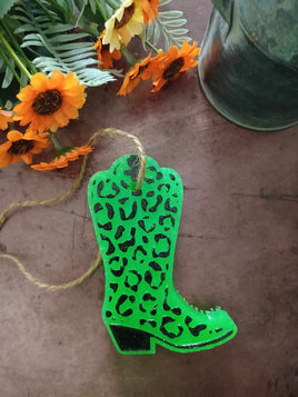 Cowboy Boot Leopard Print Freshie