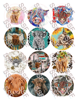 Highland Cow Digital Cardstock Cutouts