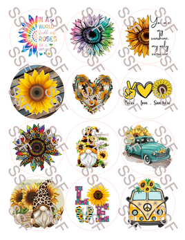 Sunflower Digital Cardstock Cutouts