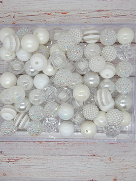 White/Clear 20mm Bubblegum Bead Mix