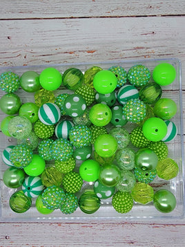 Green 20mm Bubblegum Bead Mix