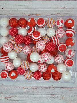 Red/White 20mm Bubblegum Bead Mix