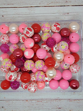 Pink/Red 20mm Bubblegum Bead Mix