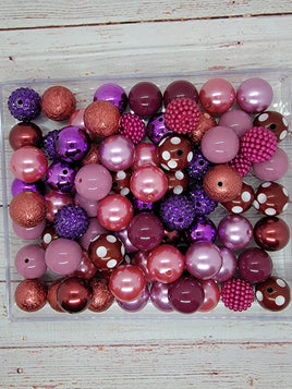 Maroon 20mm Bubblegum Bead Mix