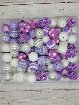 Purple/White 20mm Bubblegum Bead Mix