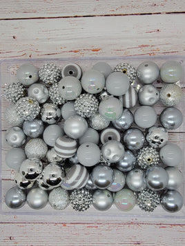 Silver 20mm Bubblegum Bead Mix