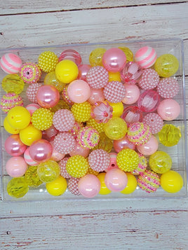 Pink/Yellow 20mm Bubblegum Bead Mix