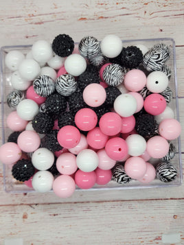 Pink Zebra 20mm Bubblegum Bead Mix