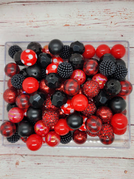 Red/Black 20mm Bubblegum Bead Mix
