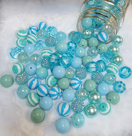 Teal 20mm Bubblegum Bead Mix