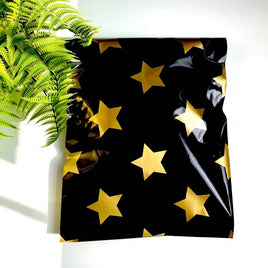 Gold Stars Black Polymailers 9 x 6