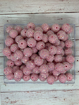 Light Pink Rhinestone 20mm Bubblegum Beads