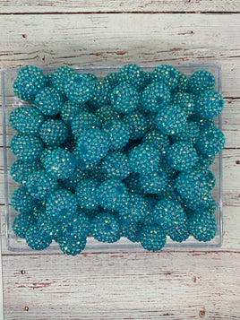 Light Blue Rhinestone 20mm Bubblegum Beads